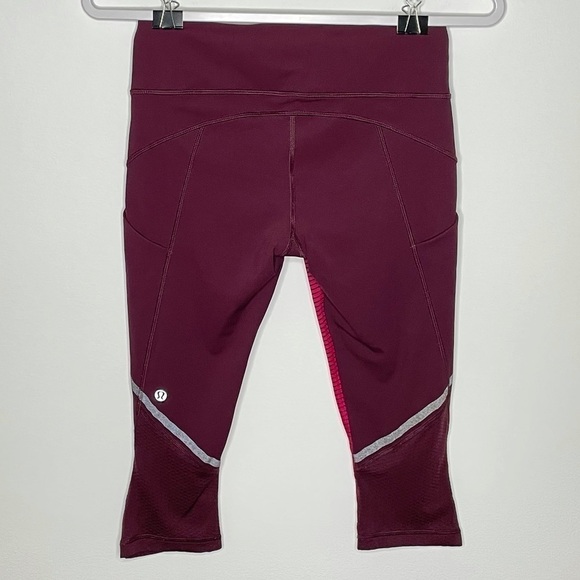 ❤️ LULULEMON 4 Red Cropped Leggings B11 - Picture 2 of 8